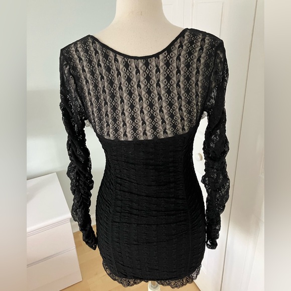 NWT Love Shack Fancy Evangelina Black Lace Mini Dress Size X Small - Picture 7 of 10